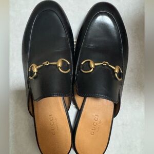 Gucci Black Leather Mule Loafers